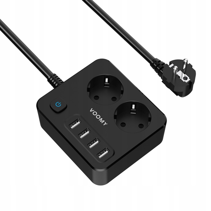 Voomy S2 6-w-1 Listwa Zasilająca: 2x Gniazda, 4x USB 3.1A, 4000W, 2m Kabel