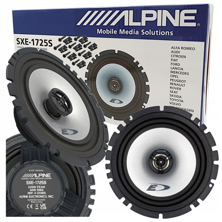 Głośniki samochodowe ALPINE SXE-1725S 16,5 cm 165 mm 220W DWUDROŻNE