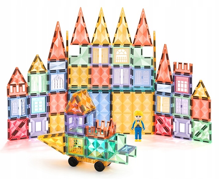 Klocki magnetyczne dla dzieci duże edukacyjne zestaw konstrukcyjny 100 el