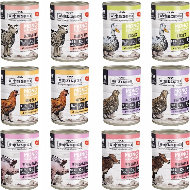 Wiejska Zagroda Karma dla Kota Mono Mix 12x 400g