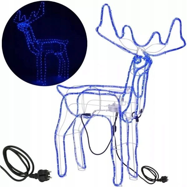 Renifer LED Świąteczny Świecący Figurka Na Zewnątrz XL 85 Duży Niebieski