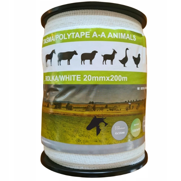 TAŚMA OGRODZENIOWA BASIC DLA KONI 200 MB / 20 MM BIAŁA PASTUCH