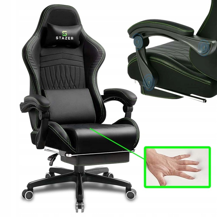 FOTEL KUBEŁKOWY OBROTOWY GAMINGOWY KRZESŁO GRACZA ERGONOMICZNY Z PODNÓŻKIEM