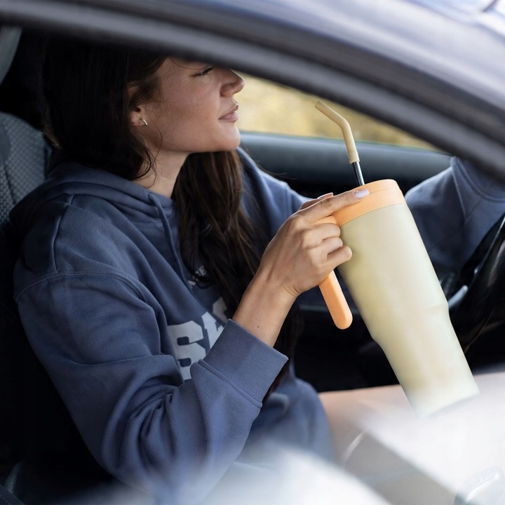 Duży Kubek Termiczny ze słomką i uchwytem OMI Tumbler 1200 ml - Sky