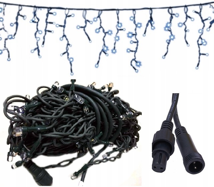 Girlanda 120 LED Niebieska led zewnętrzna zielony gruby kabel 8,7m IP44