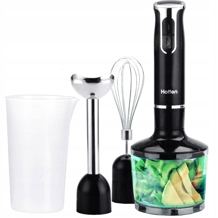 Blender ręczny 3w1 800W Czarny + Rozdrabniacz Ubijaczka 2 Pojemniki Hoffen