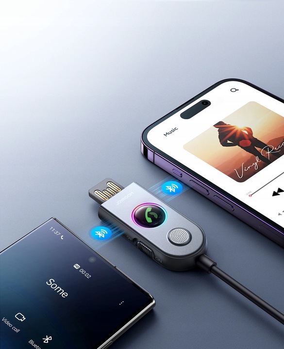 BEZPRZEWODOWY ODBIORNIK TRANSMITER BLUETOOTH DO AUTA USB AUX - JOYROOM