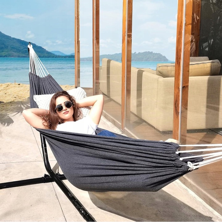 DUŻY HAMAK DWUOSOBOWY XXXL OGRODOWY MOCNY PŁÓCIENNY HAMAK 150X200CM