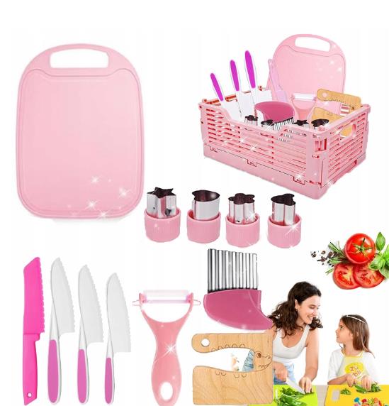 ZESTAW BEZPIECZNYCH NOŻY AKCESORIÓW KUCHENNYCH DLA DZIECI 13EL Prezenty