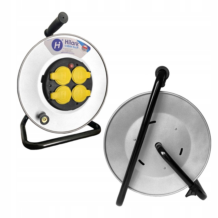 Pusty metalowy bęben na przedłużacz 4 gniazda IP44 do 50m