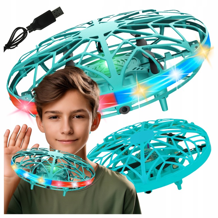 LATAJĄCY mini DRON UFO Dysk Kula Sterowany Ręką Dłonią ŚWIECĄCY LED IR