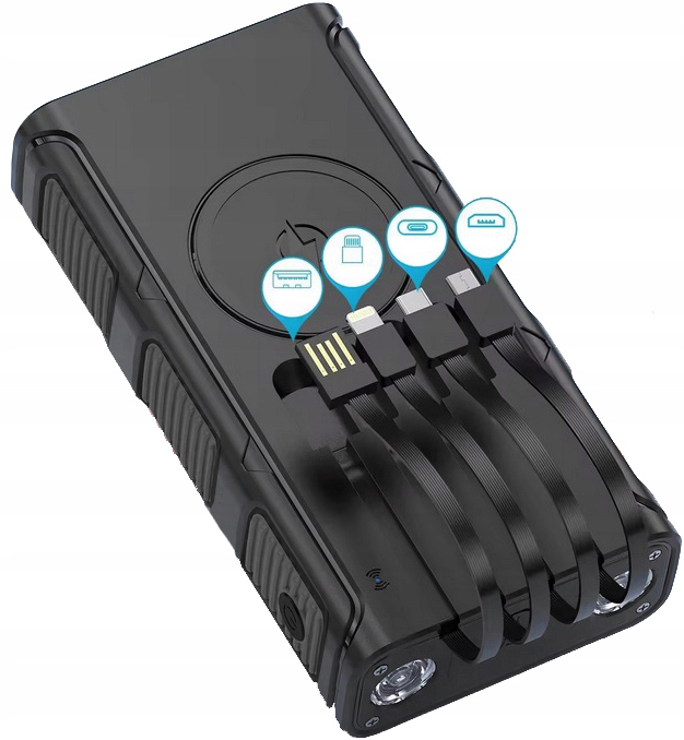 POWERBANK ŁADOWARKA SOLARNY INDUKCJA 36000mAh 8xUSB LATARKA 2x LED USB-C PD