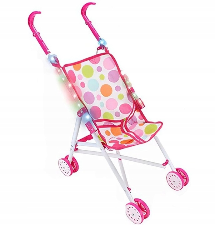 WÓZEK ZE ŚWIATŁEM DLA LALEK SPACERÓWKA PARASOLKA
