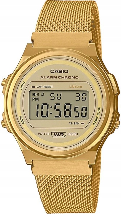 ZŁOTY ZEGAREK CYFROWY CASIO A171WEMG-9AEF MŁODZIEŻOWY VINTAGE STYL +BOX