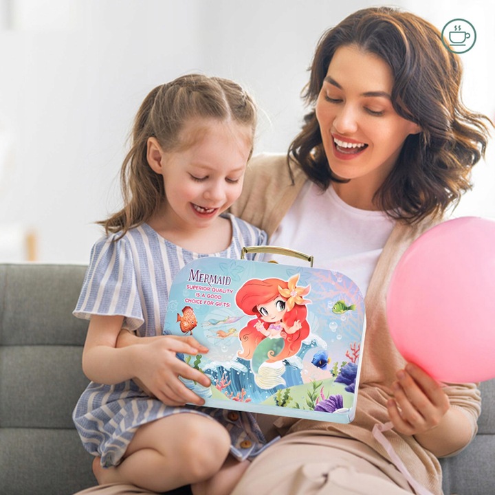 Serwis kawowy ZESTAW do herbaty dla dzieci w walizce czajnik taca B108 CE