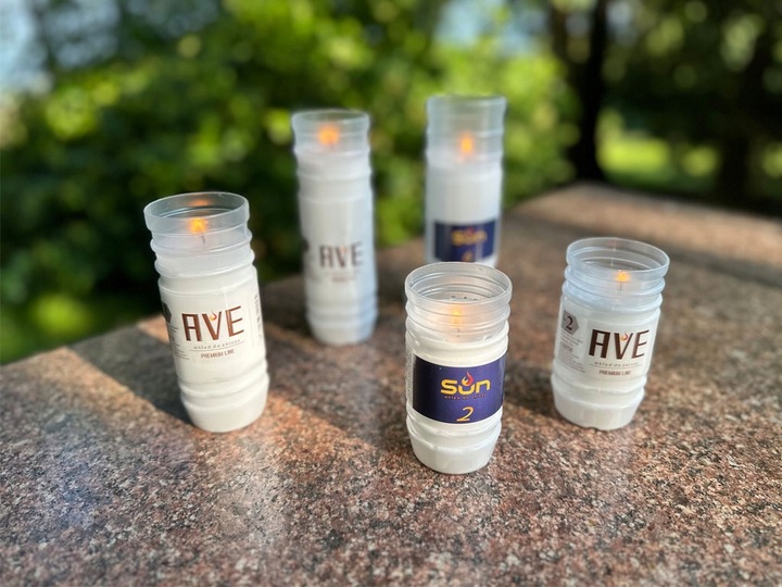 ZESTAW WKŁADÓW WKŁADY DO ZNICZY PARAFINOWE PREMIUM AVE 5 ZGRZEWKA 28 SZT