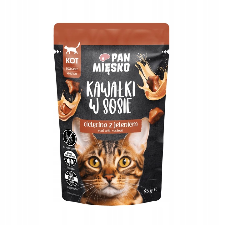 PAN MIĘSKO KARMA DLA KOTA MOKRA KAWAŁKI W SOSIE MIX SMAKÓW 12x85G