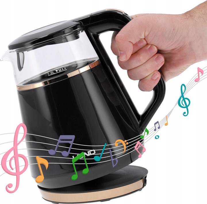 CZAJNIK ELEKTRYCZNY LUND 1100W 1L CZARNY Z REGULACJĄ TEMPERATURY 40-100°C