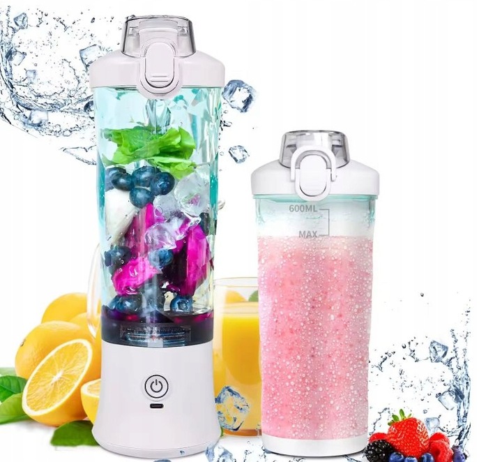 BLENDER SHAKER TURYSTYCZNY DIODY LED USB-C AKUMULATOR 600ML BEZPRZEWODOWY