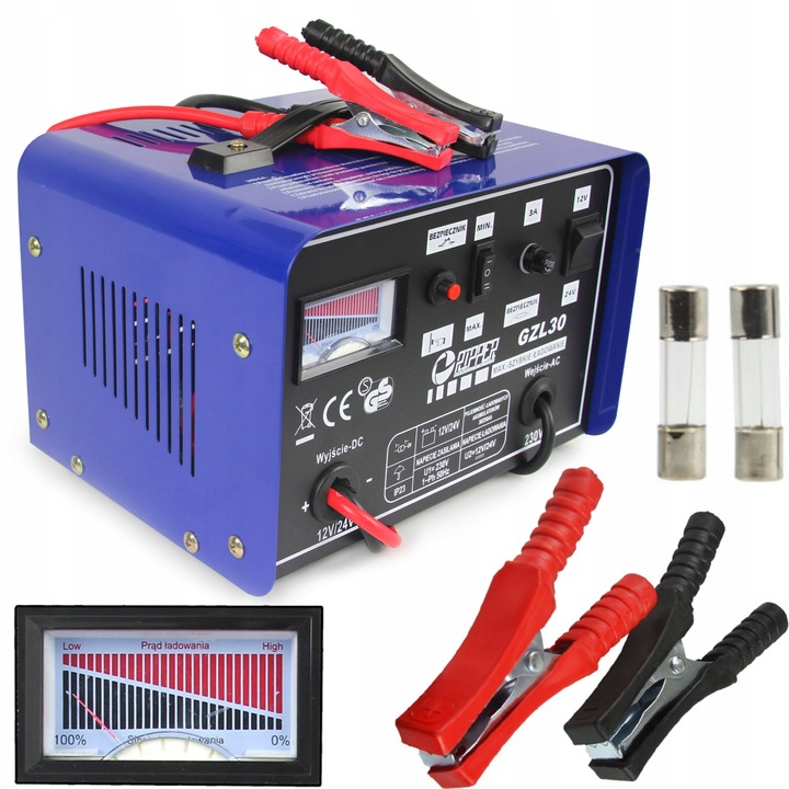 PROSTOWNIK Z FUNKCJĄ SZYBKIEGO ŁADOWANIA 30-250 Ah DO AKUMULUATORÓW AUTA