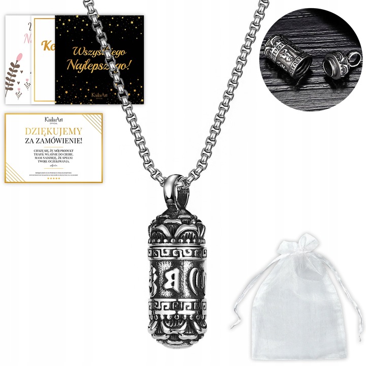 NASZYJNIK MĘSKI SEKRETNIK SREBRNY WISIOREK OTWIERANY STAL CHIRURGICZNA 316L