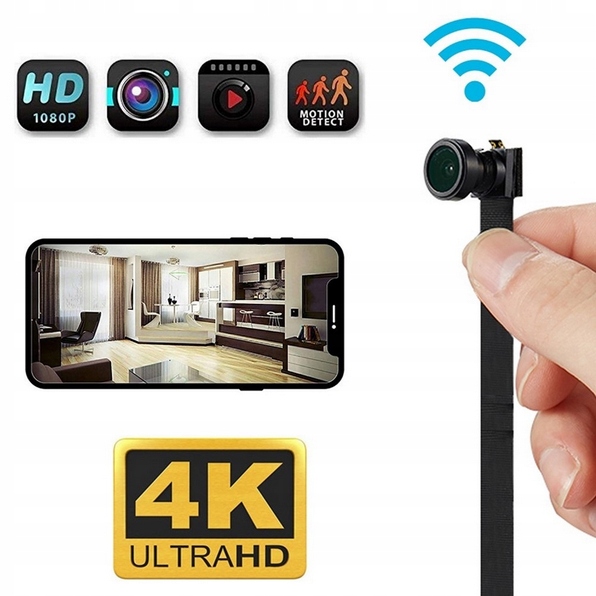 MINI KAMERA SZPIEGOWSKA ELASTYCZNA WIFI JAK GUZIK APLIKACJA DETEKCJA RUCHU