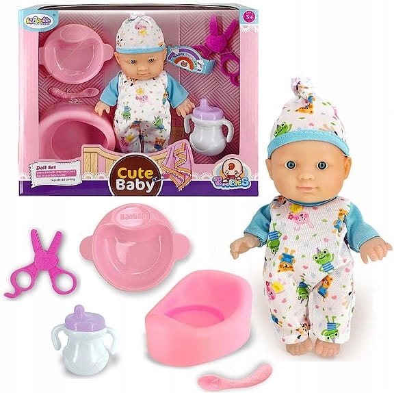 LALKA BOBAS W UBRANKU 20CM Z AKCESORIAMI NOCNIK BUTELKA