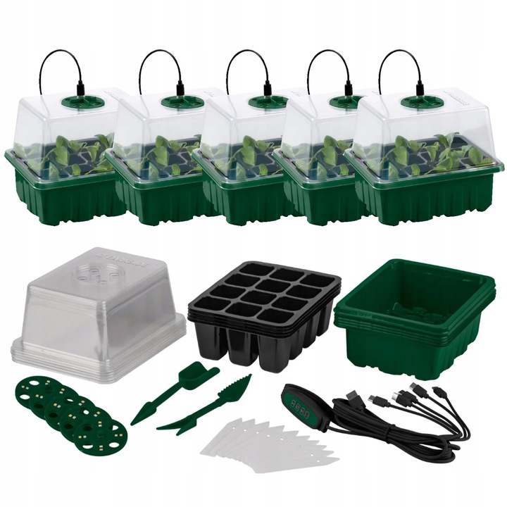 PARKSIDE 5x Zestaw do Uprawy Sadzonek LED 33 el. Timer 60 Miejsc, Akcesoria