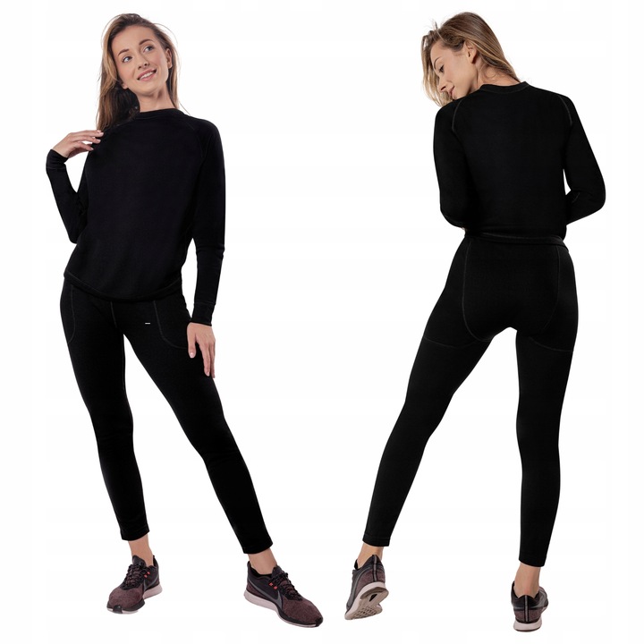 BIELIZNA TERMOAKTYWNA DAMSKA S MĘSKA KOMPLET ODDYCHAJĄCA CIEPŁA Z MESZKIEM