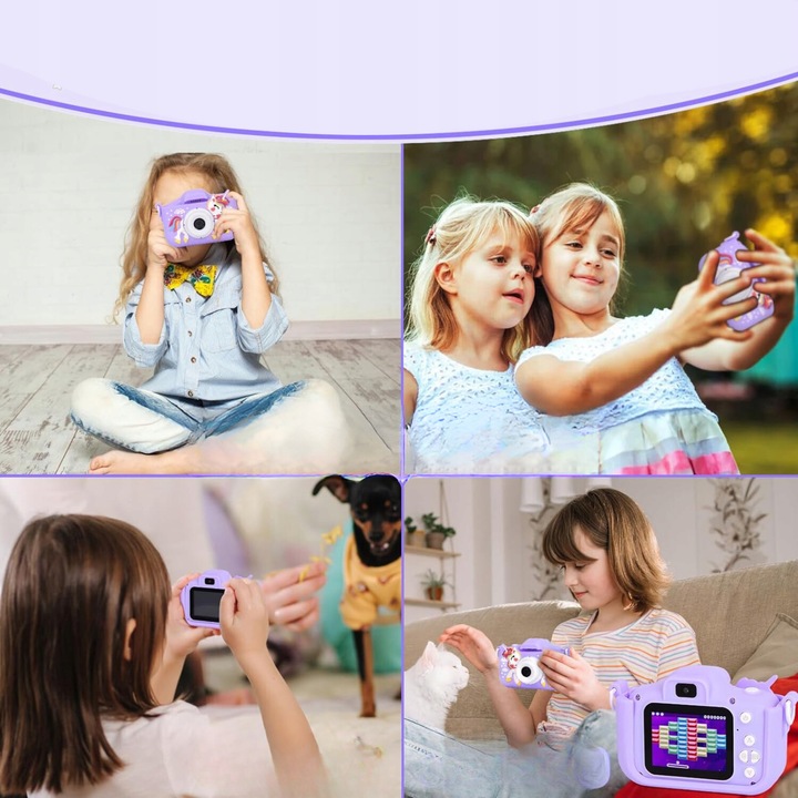 APARAT CYFROWY DLA DZIECI JEDNOROŻEC SELFIE KAMERA+KARTA 32GB MENU PL