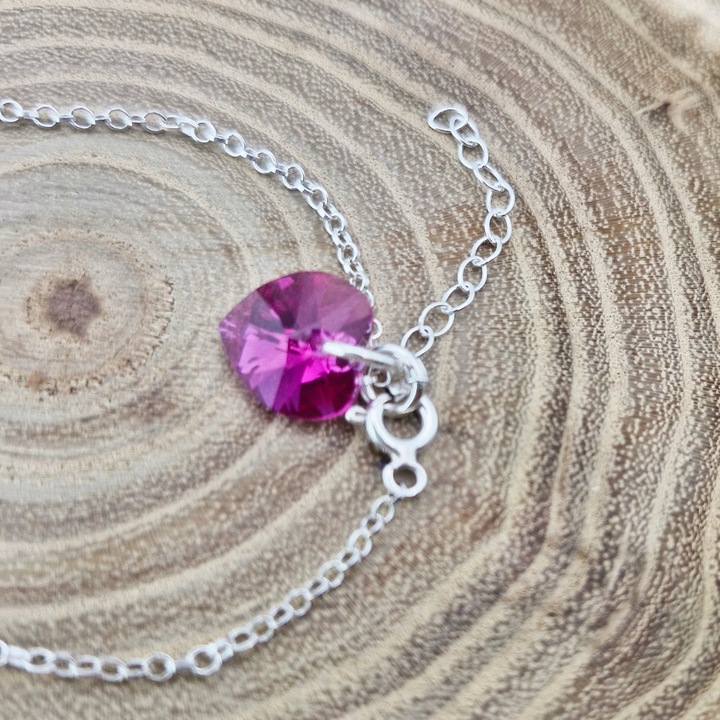 BRANSOLETKA SREBRNA KOTEK I SERCE Z GRAWEREM KR. SWAROVSKI SREBRO 925