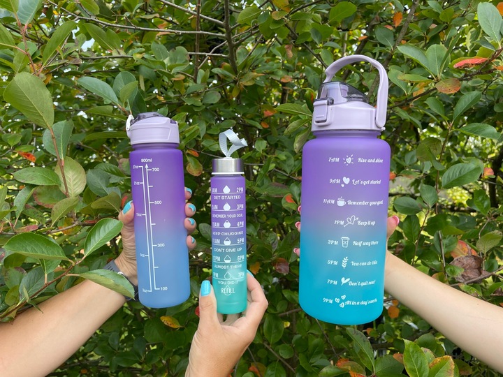 BIDON BUTELKA na WODĘ MOTYWACYJNA Zestaw 3 SZT. SHAKER FITNES 2L 0,7L 0,3L