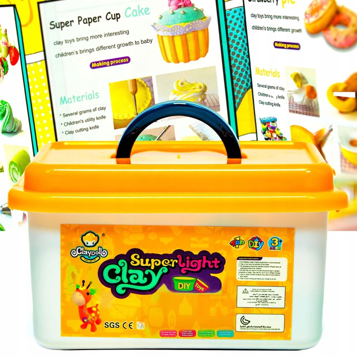 CLAYDOLL PIANKOLINA MASA PLASTYCZNA 24 sztuki BIG BOX + AKCESORIA + WALIZKA