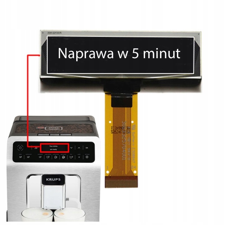 WYŚWIETLACZ LCD KRUPS Evidence EA89 biały kolor znaków