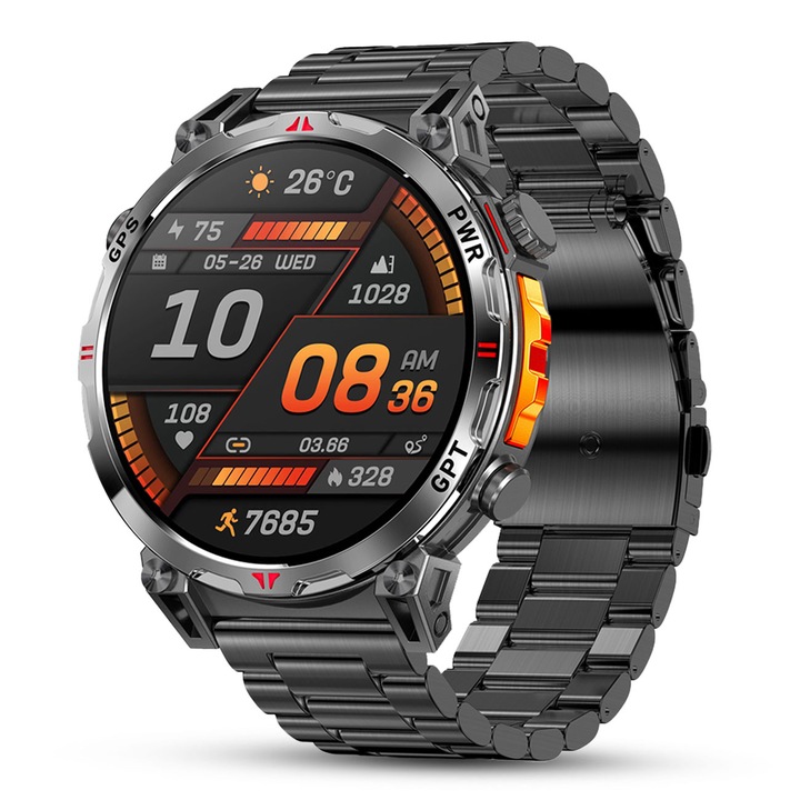 SMARTWATCH MĘSKI ZEGAREK CHAT GPT GPS ROZMOWY SPORT 650mAh 2 paski MENU POL