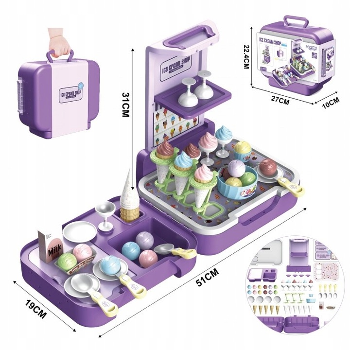 LODZIARNIA KAWIARNIA PRZENOŚNA WALIZKA Z LODAMI SKLEPIK KUCHNIA