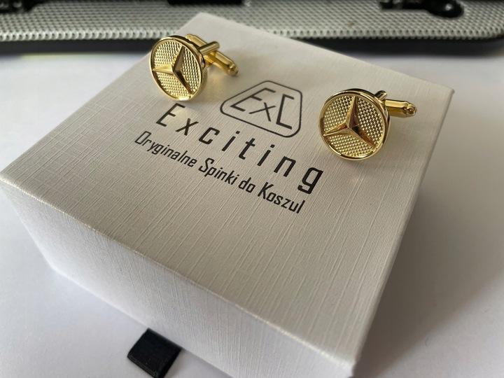 Spinki do mankietów koszuli EXC pozłacane Gwiazda Merc Mercedes Benz AMG SL