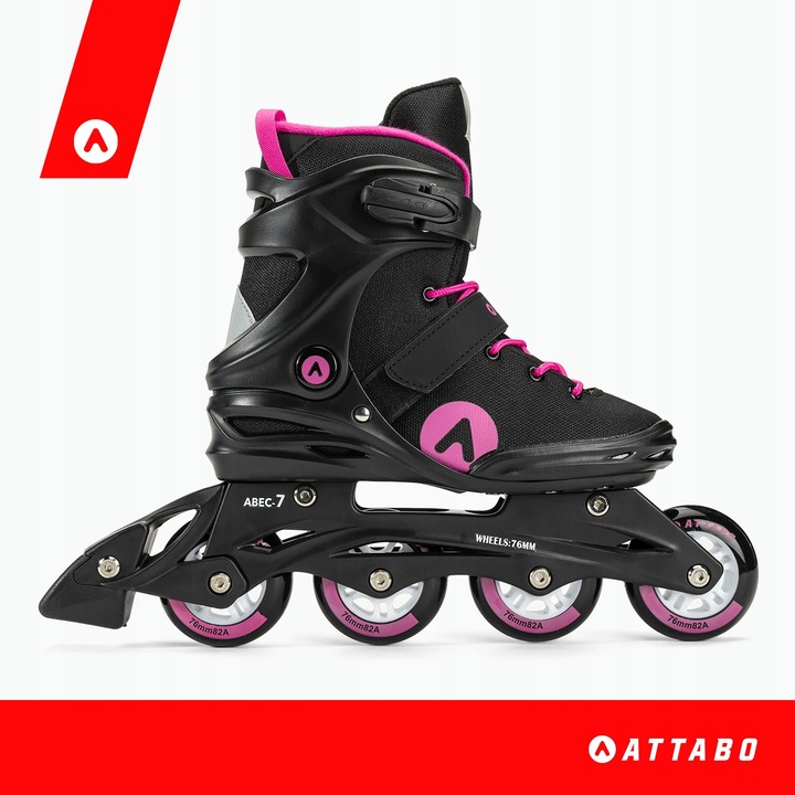 Rolki damskie ATTABO Cyclone 38 Czarne Rekreacyjne ABEC-7 Koła 76mm 82A PU