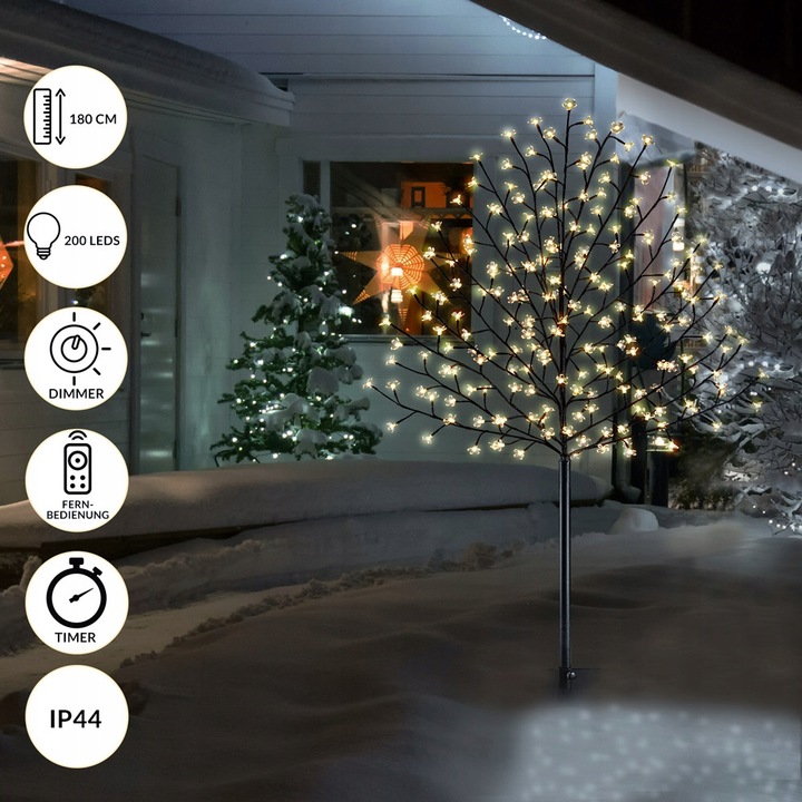 Drzewko LED 200 dekoracje świąteczne zewnetrzne Pilot 180cm choinka lampki