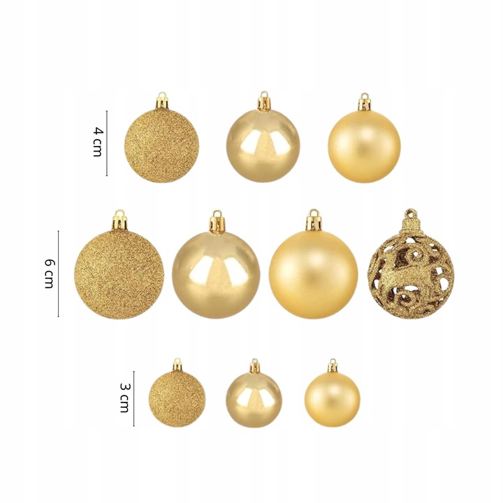 BOMBKI CHOINKOWE ZESTAW MIX WZORÓW ŚWIĄTECZNE ZŁOTE WZORY XXL 100SZT