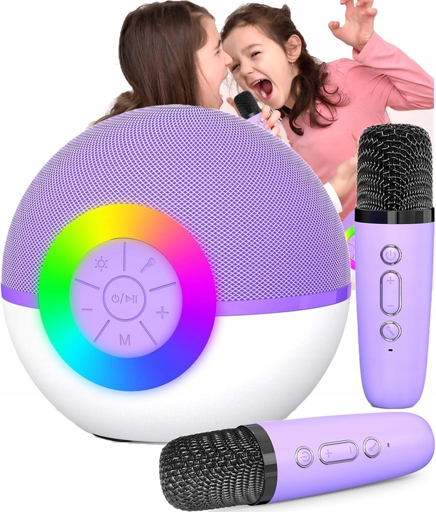 BEZPRZEWODOWY EFEKT ŚWIETLNY KARAOKE STEREO + 2 MIKROFONY