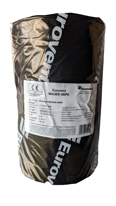 FOLIA FUNDAMENTOWA 1mm IZOLACJA POZIOMA FUNDAMENTÓW MURU EUROVENT 30cm 30m