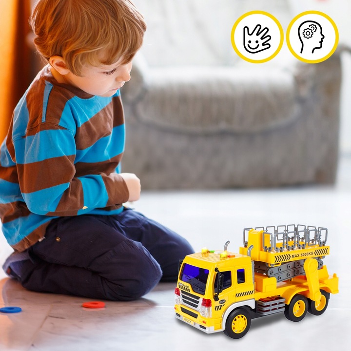 CIĘŻARÓWKA AUTO SAMOCÓD Z PODNOŚNIKIEM BUDOWLANYM 1:16 DLA DZIECI