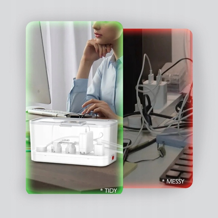 Listwa zasilająca Antyprzepięciowa 2 m ORGANIZER na kable 5 gniazd USB