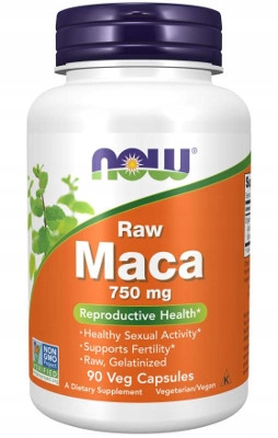 NOW Foods Maca 6:1 750mg KORZEŃ MACA LIBIDO POPĘD SEX 90kaps
