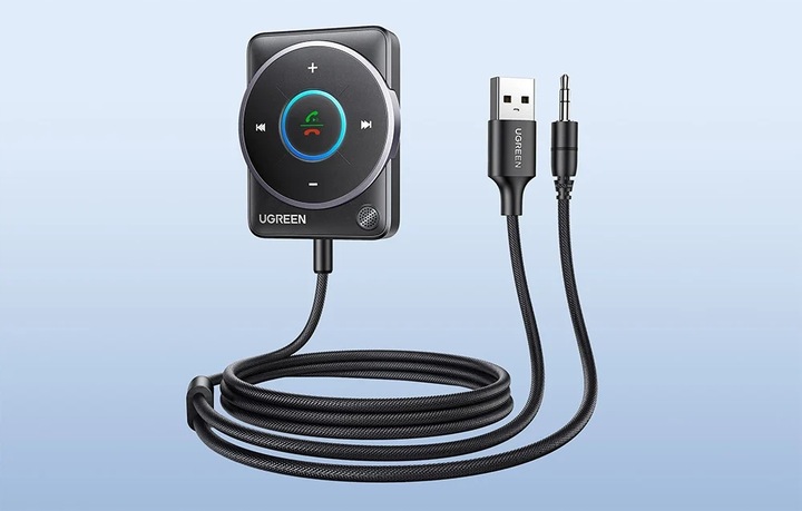 UGREEN ADAPTER SAMOCHODOWY BLUETOOTH 5.4 USB MINI JACK 3.5MM W OPLOCIE