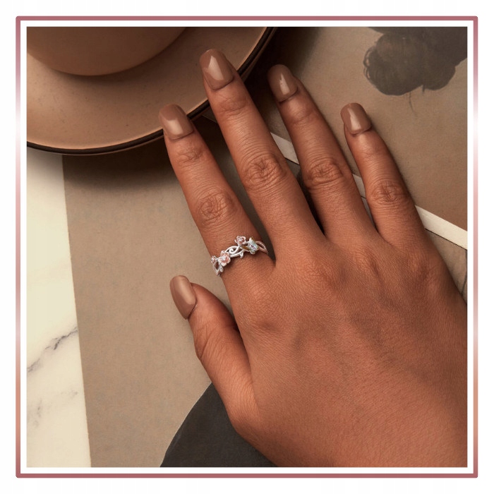 Srebrny Pierścionek Otwarty ZAPACH WIOSNY S925