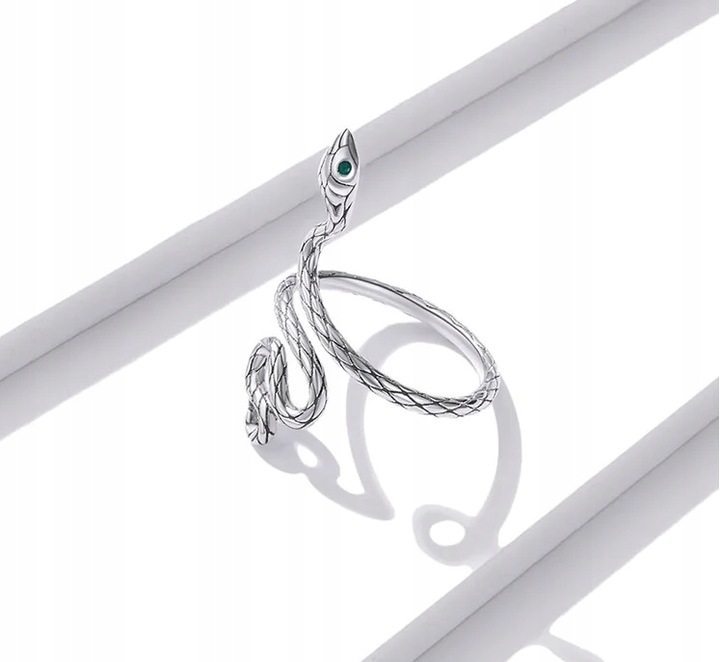 Srebrny pierścionek WĄŻ żmija cyrkonie regulowany s925 +pudełko