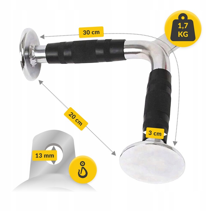 UCHWYT DO WYCIĄGU ATLASU ĆWICZEŃ GRYF V-BAR TRICEPS BICEPS TRÓJKĄT PODWÓJNY