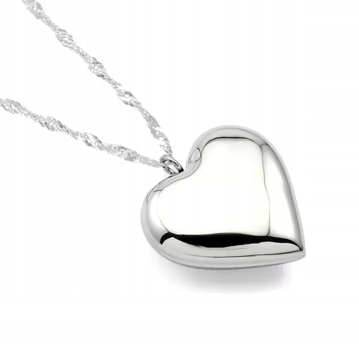 NASZYJNIK SREBRNY ŁAŃCUSZEK Z ZAWIESZKĄ SERCE DAMSKI SREBRO NA WALENTYNKI
